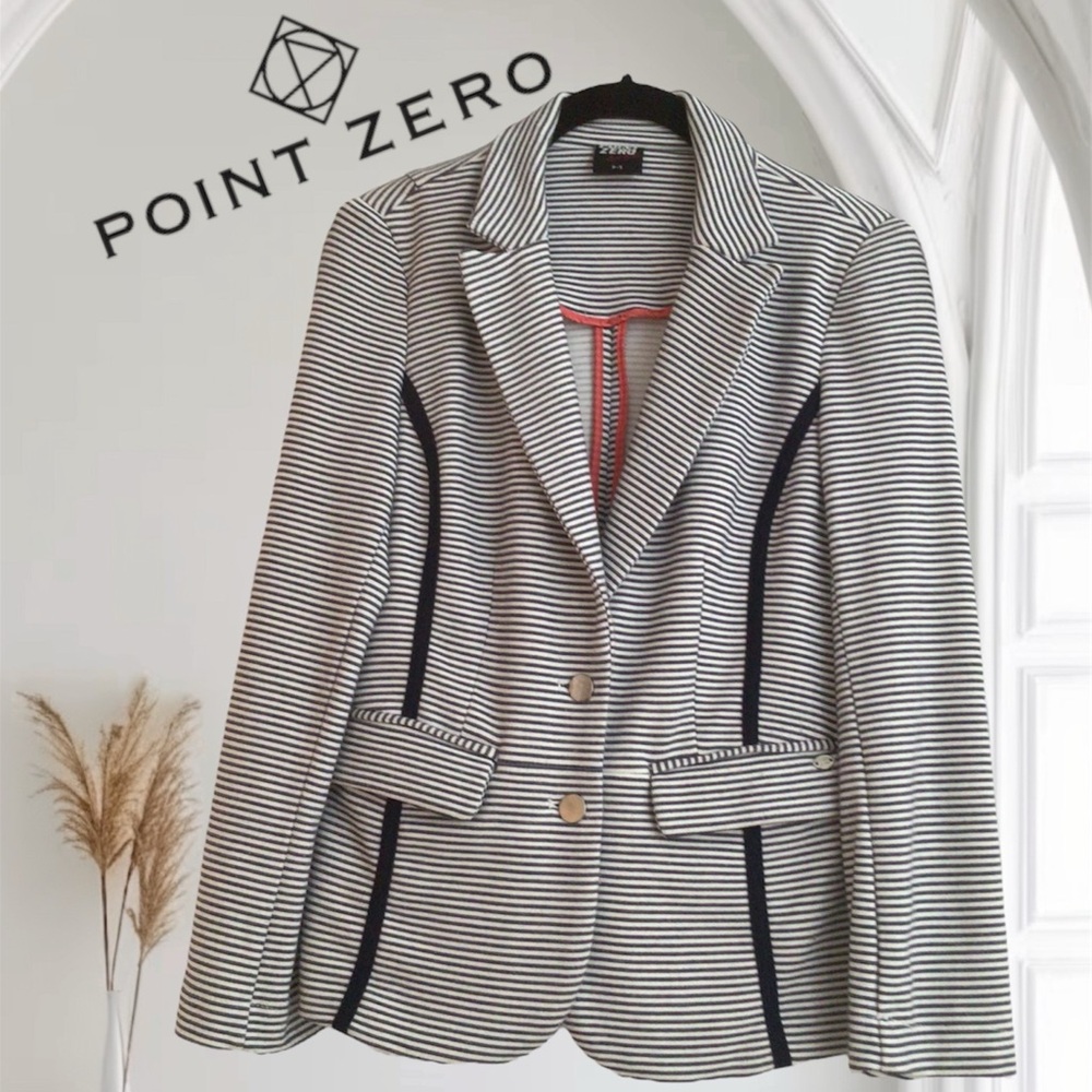 Point Zero🧥Women's Striped Blazer - Black and White - Picture 1 of 4